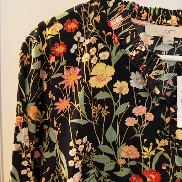 LOFT Black Floral Print Dress - Picture 3 of 4